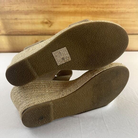 Skechers Womens Cali Indigo Sky River Double Sandal 7 Leather Espadrille Wedge - Picture 9 of 9